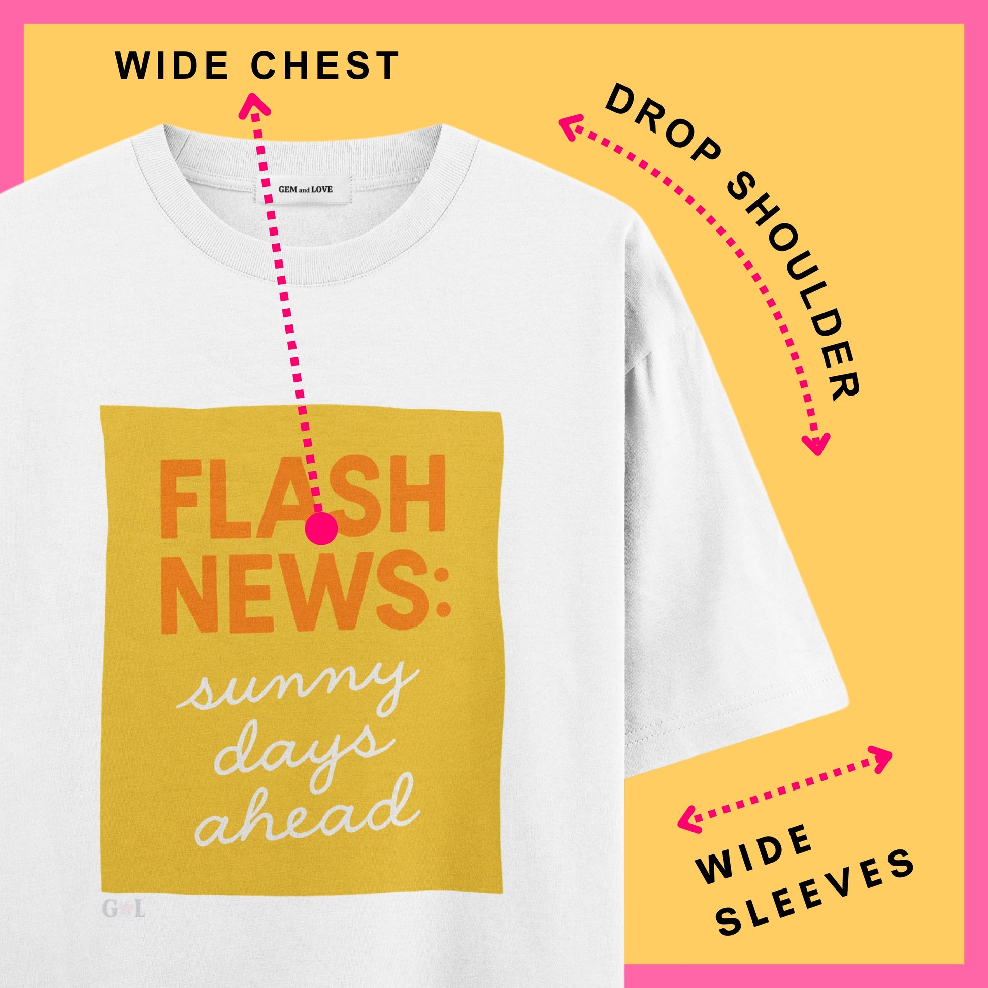 Flash News Graphic Oversized T-Shirt – Sunny Days Ahead
