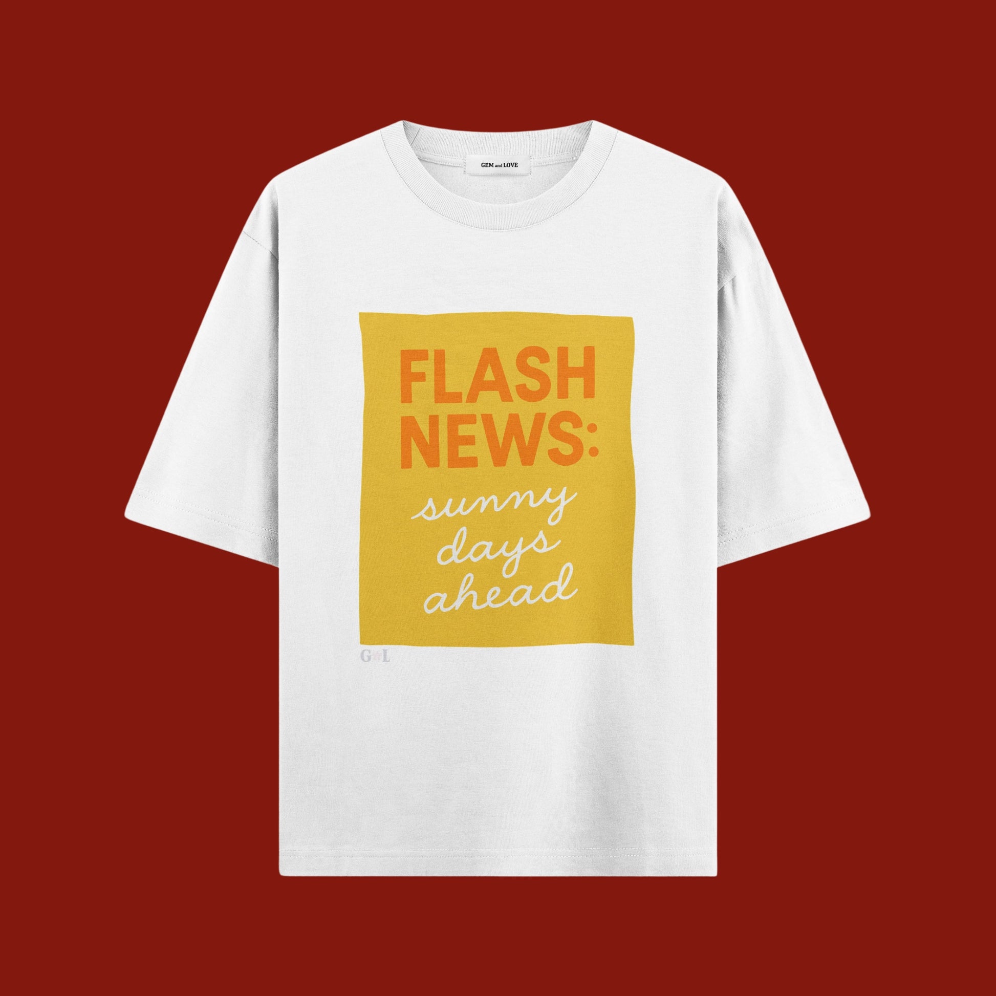 Flash News Graphic Oversized T-Shirt – Sunny Days Ahead
