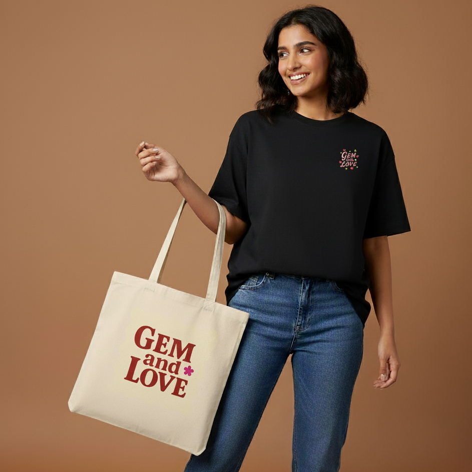 “Gem and Love Logo” Zipper Tote Bag