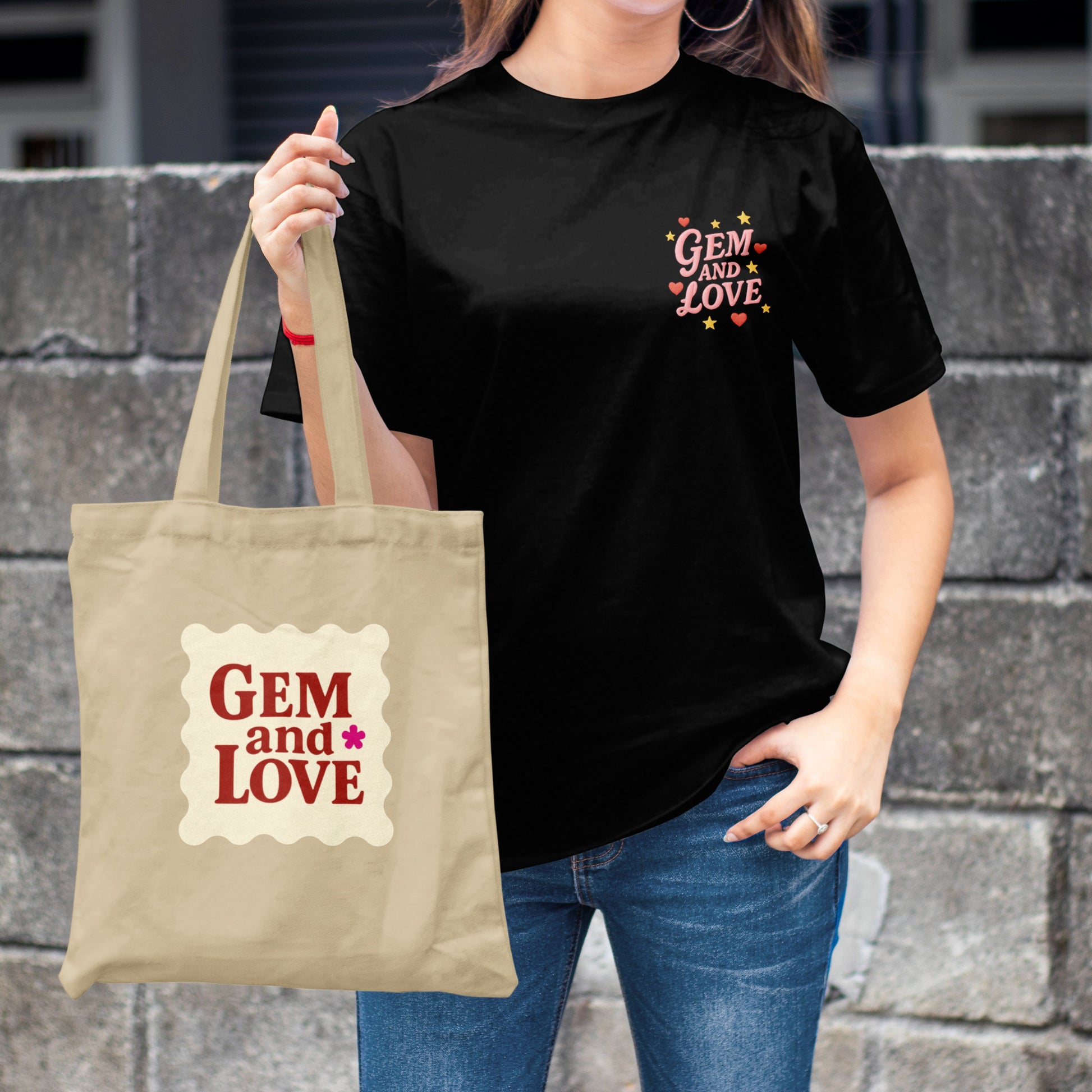 “Gem and Love Logo” Zipper Tote Bag