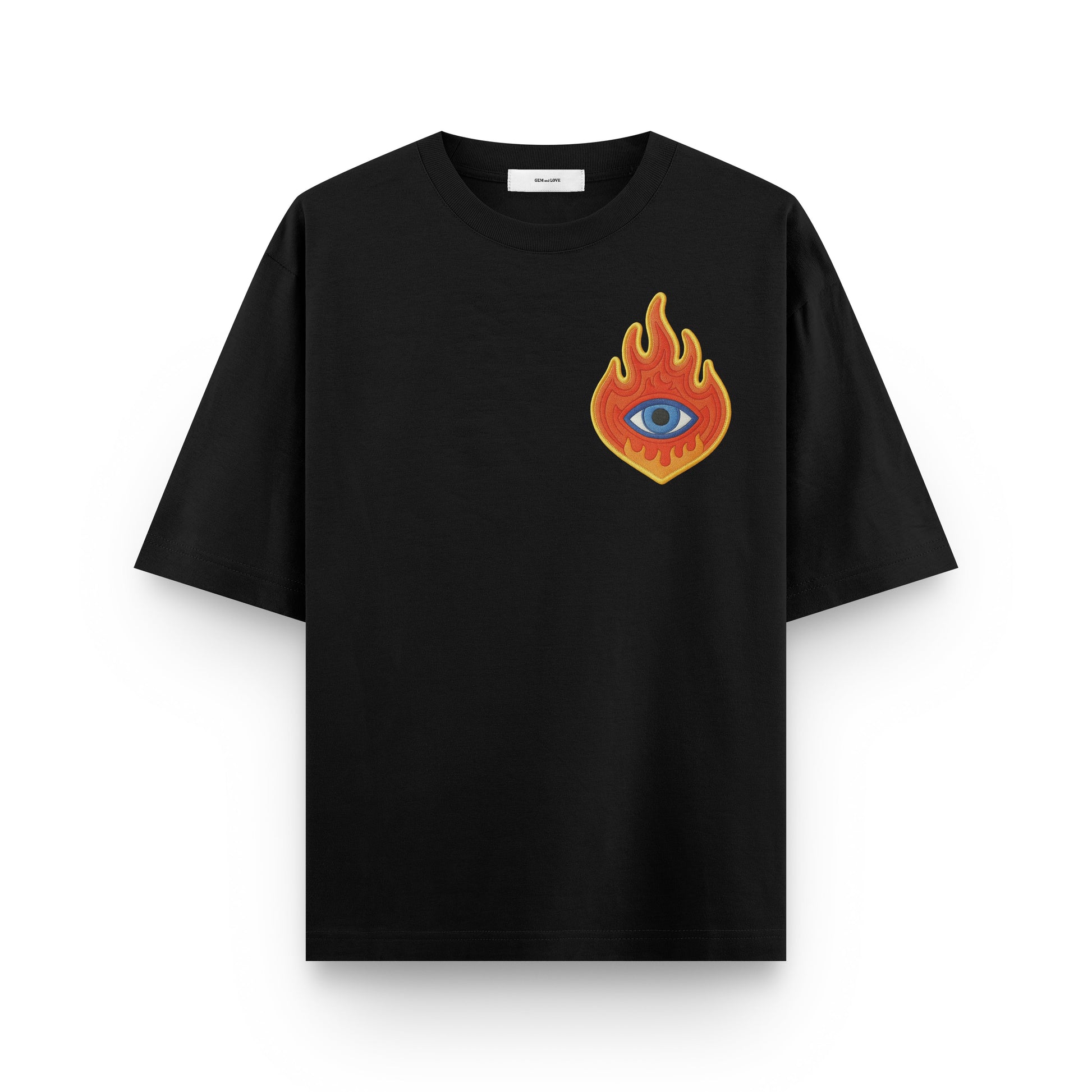 Flame Eye Oversized Embroidered T-Shirt