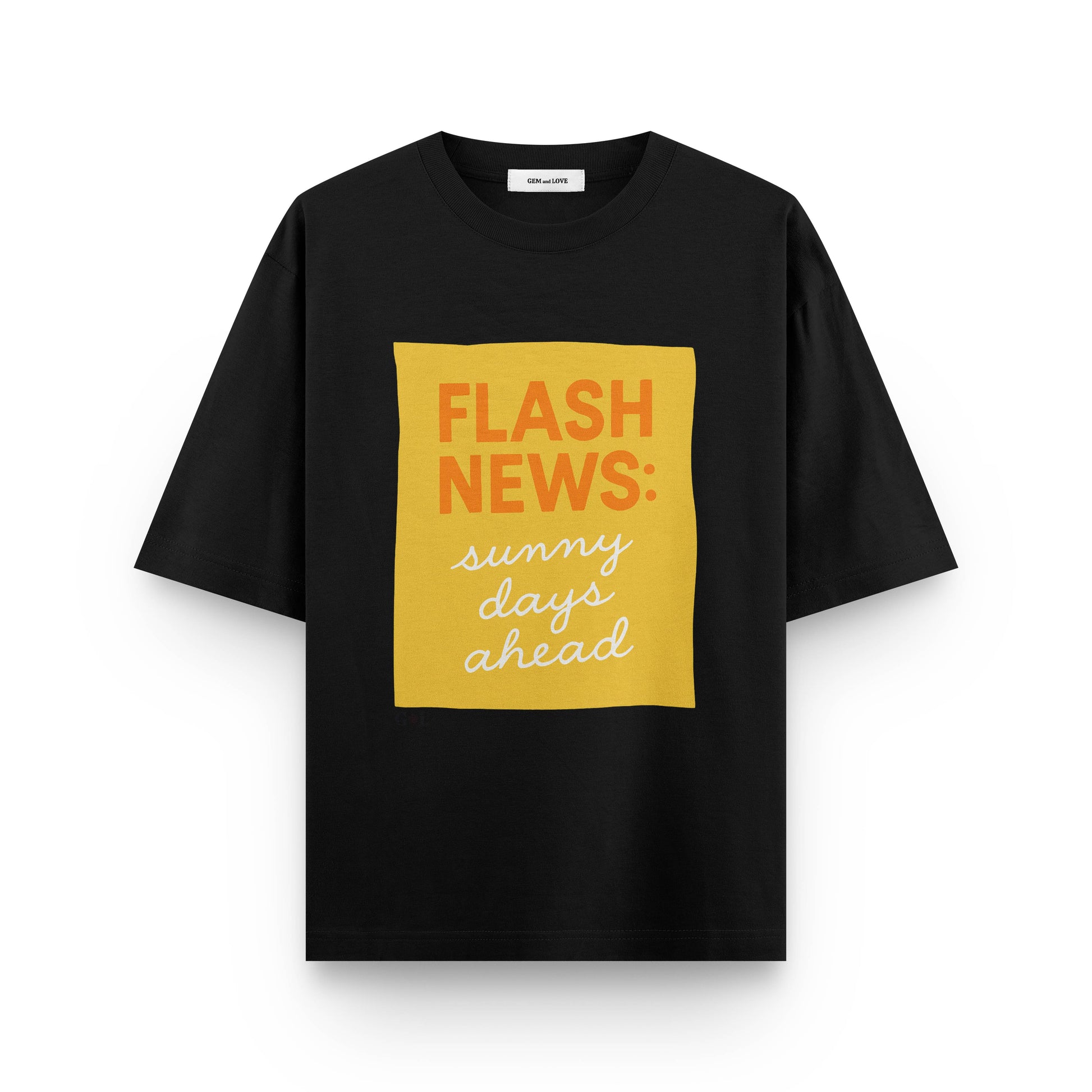 Flash News Graphic Oversized T-Shirt – Sunny Days Ahead