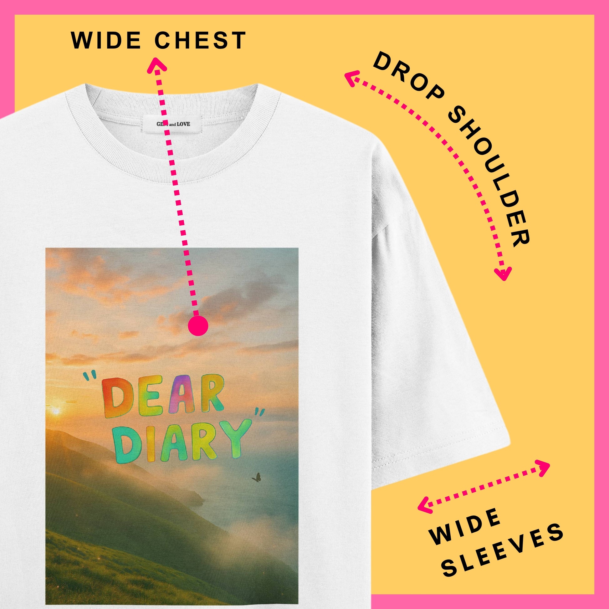 Dear Diary” Oversized Graphic Tee – Sunset Print
