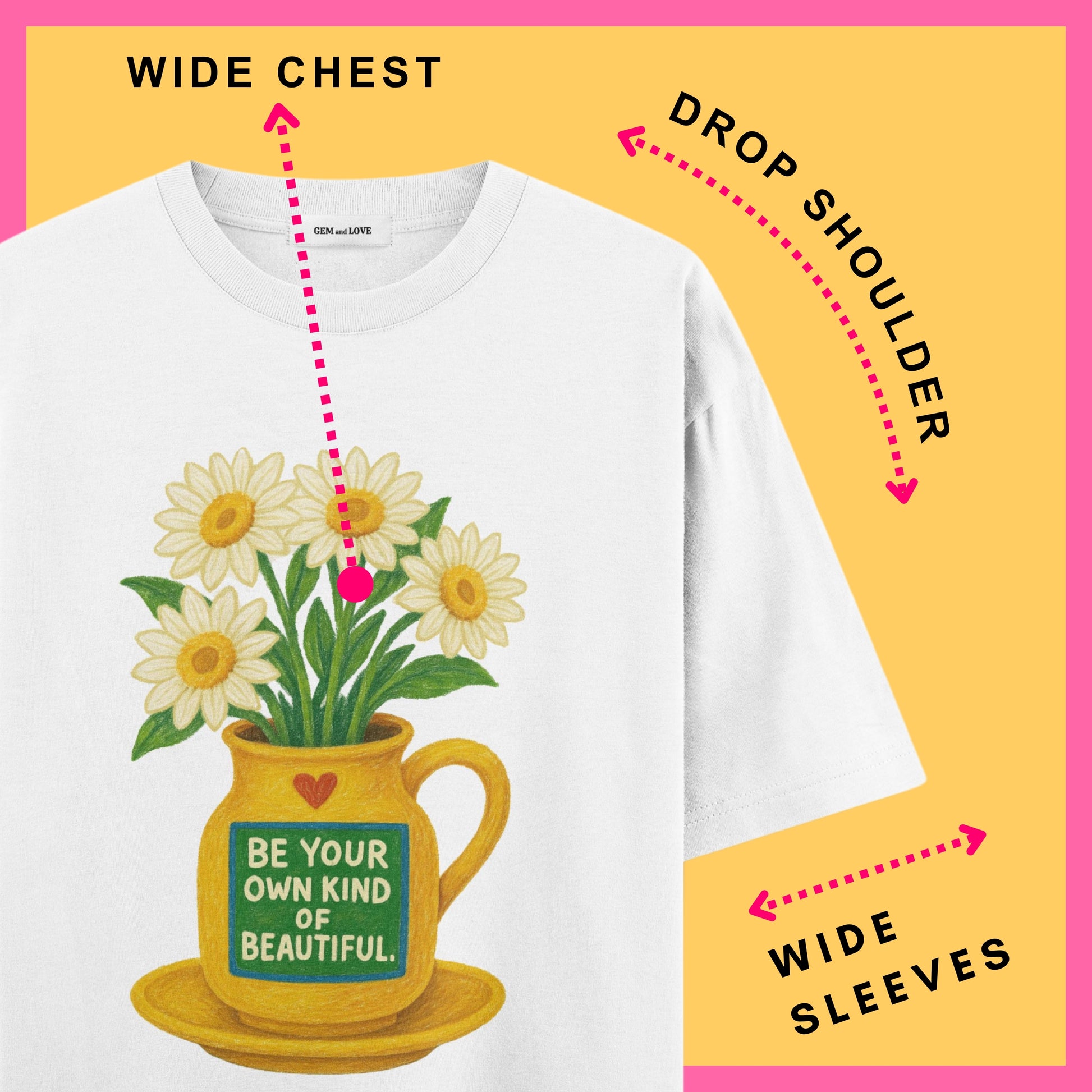 Sunflower Spirit  Flower Pot Oversized T-Shirt