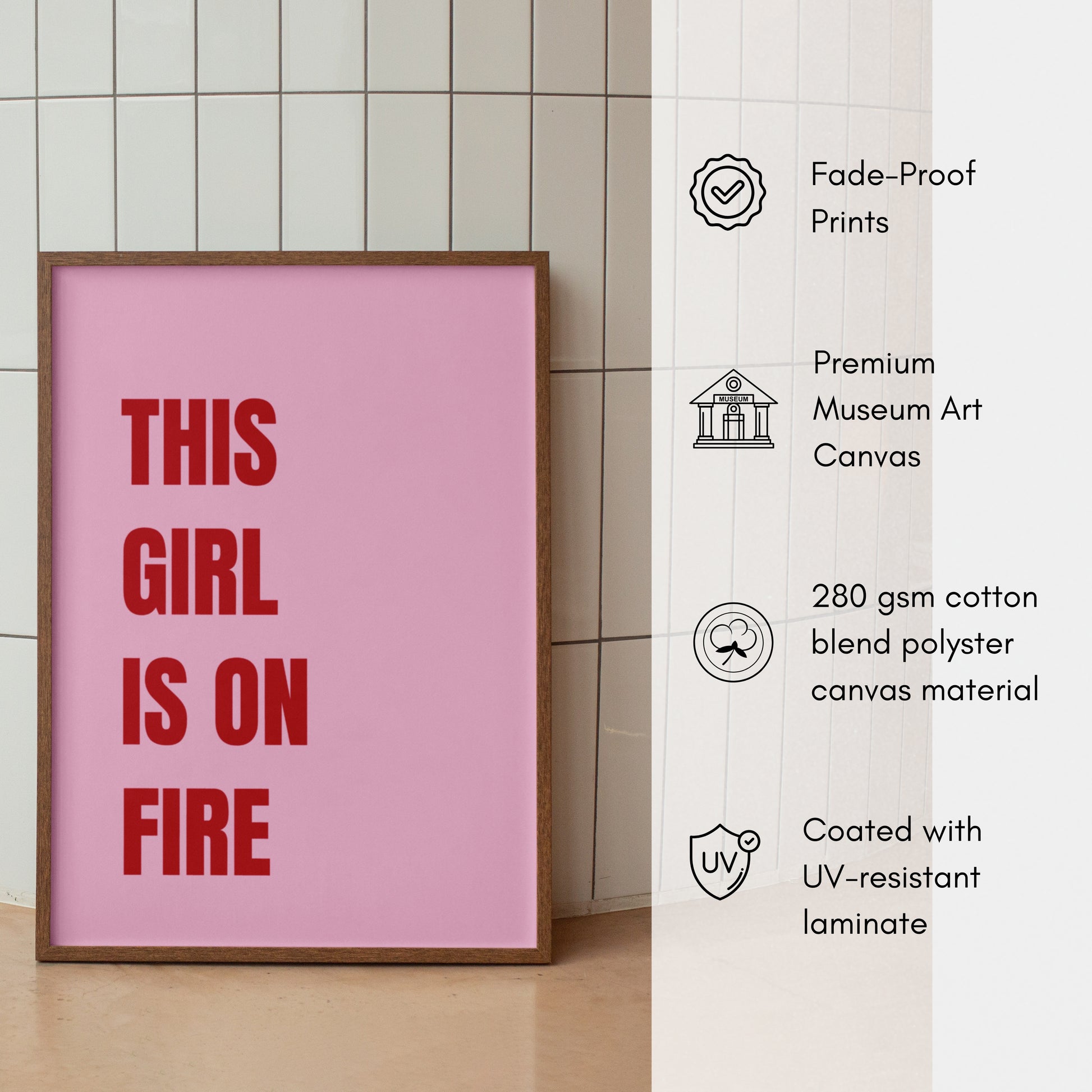 This Girl Is On Fire Pink Canvas Wall Art