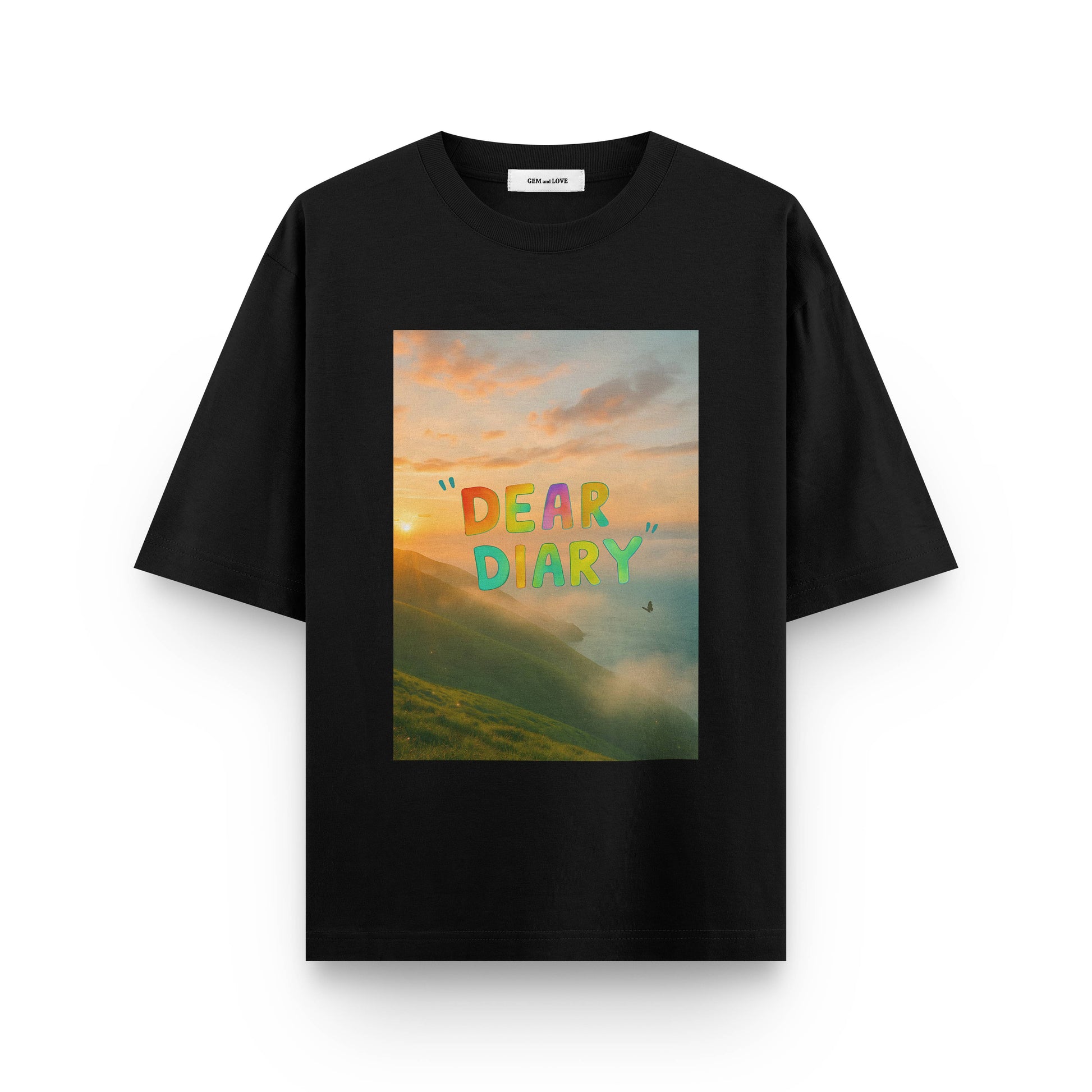 Dear Diary” Oversized Graphic Tee – Sunset Print
