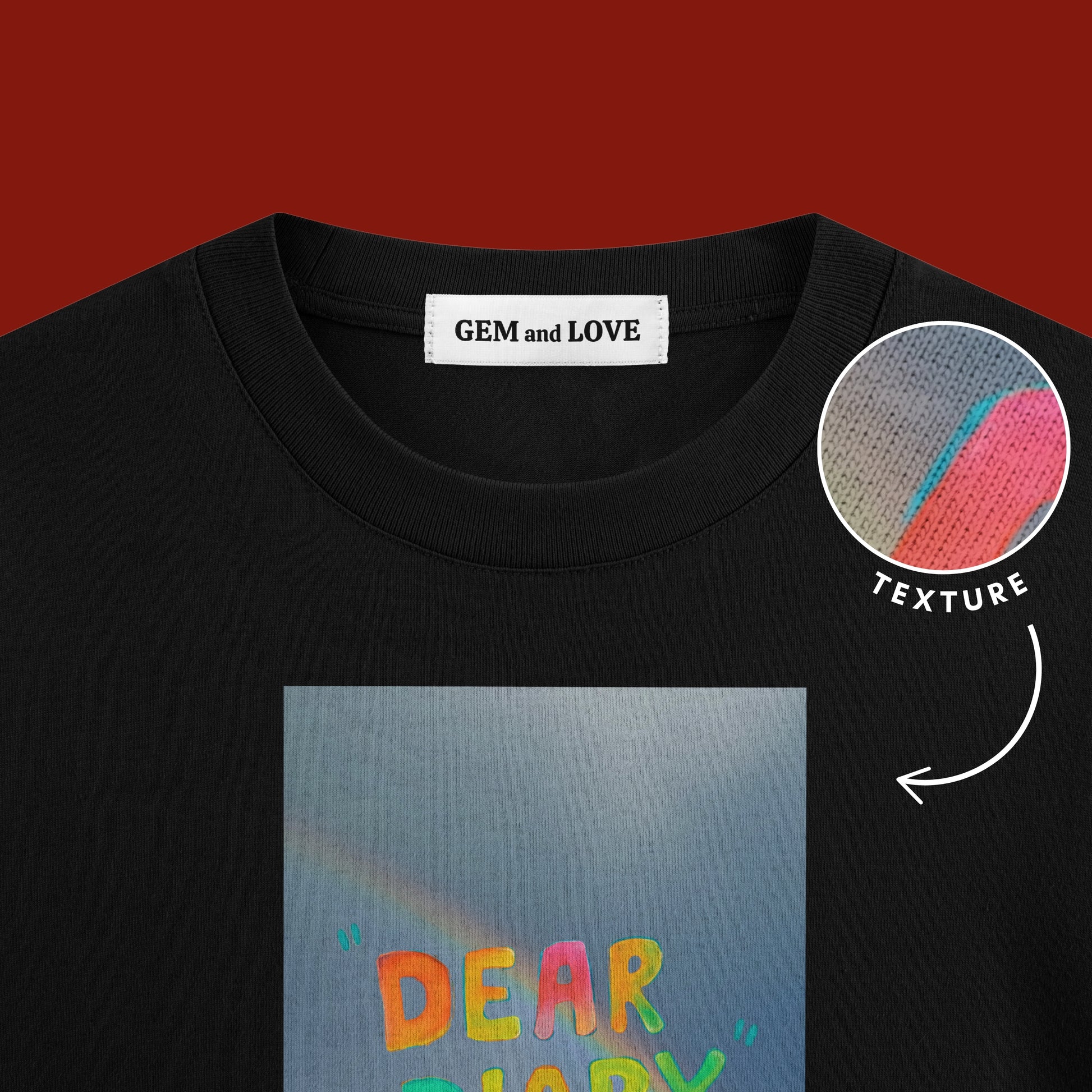 Dear Diary Oversized T-Shirt – Rainbow Sky Print