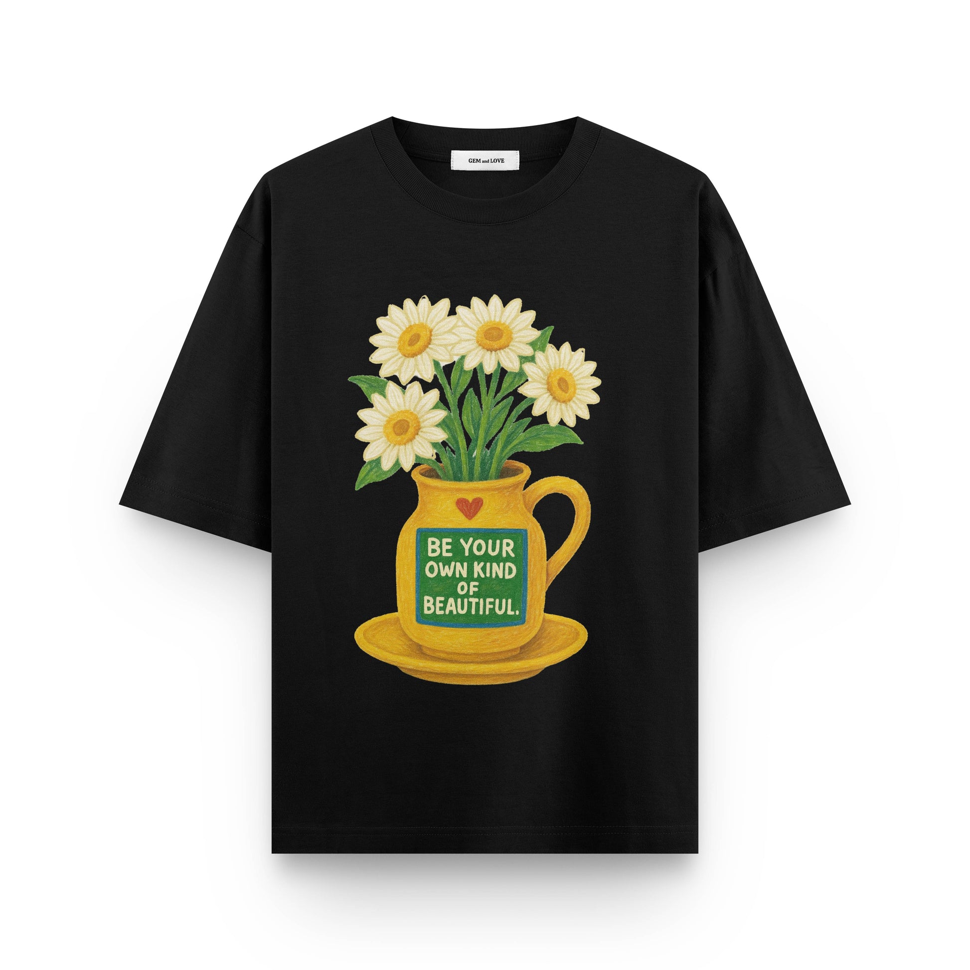 Sunflower Spirit  Flower Pot Oversized T-Shirt