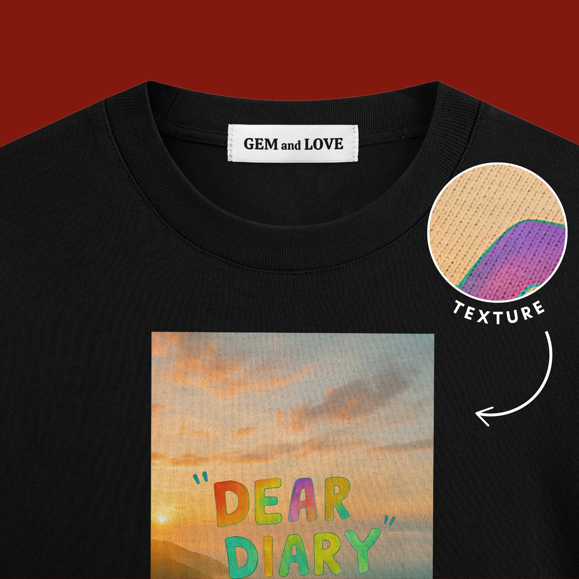 Dear Diary” Oversized Graphic Tee – Sunset Print