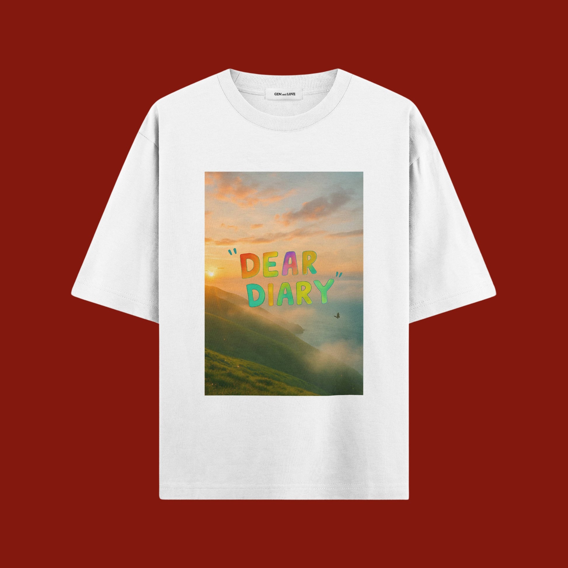 Dear Diary” Oversized Graphic Tee – Sunset Print