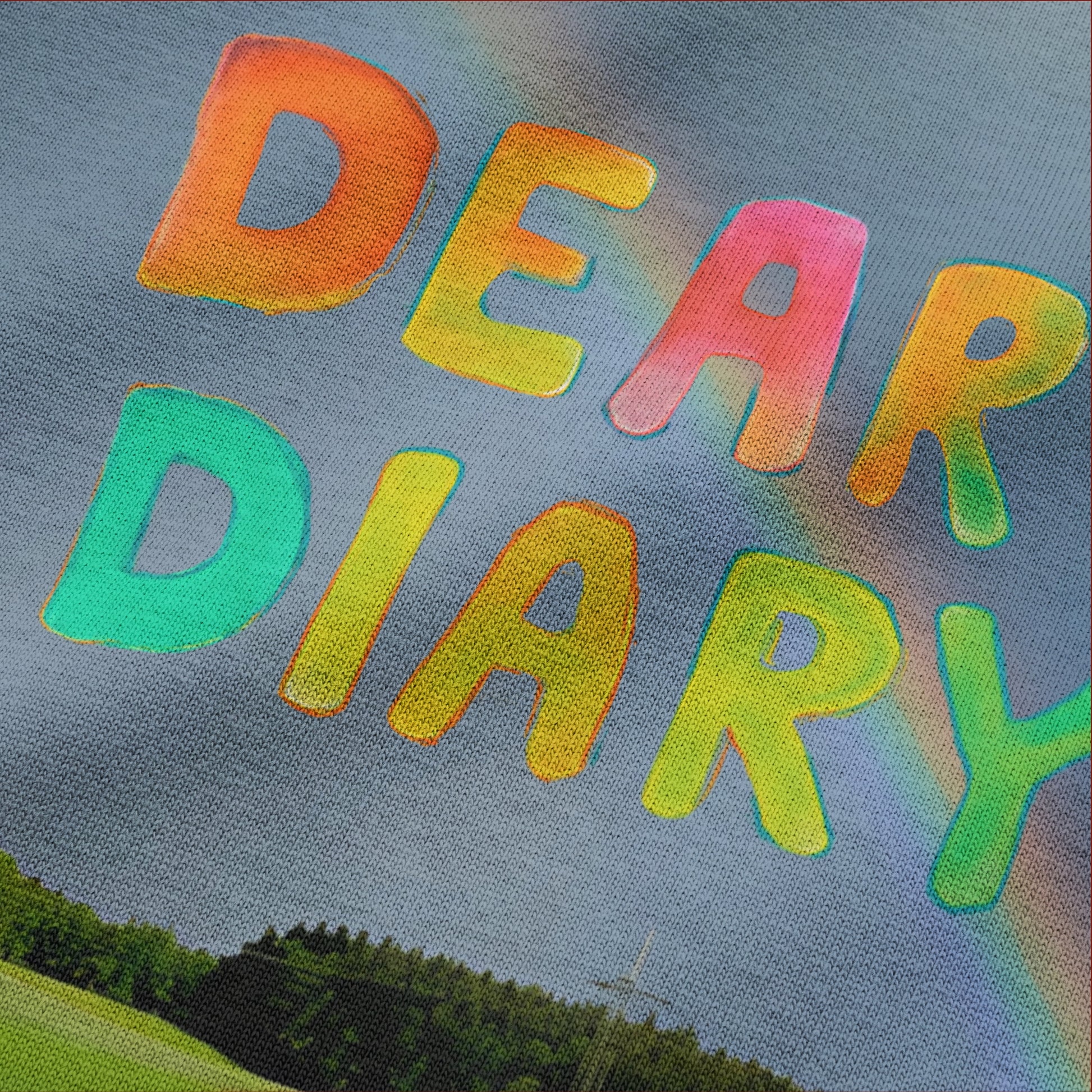 Dear Diary Oversized T-Shirt – Rainbow Sky Print