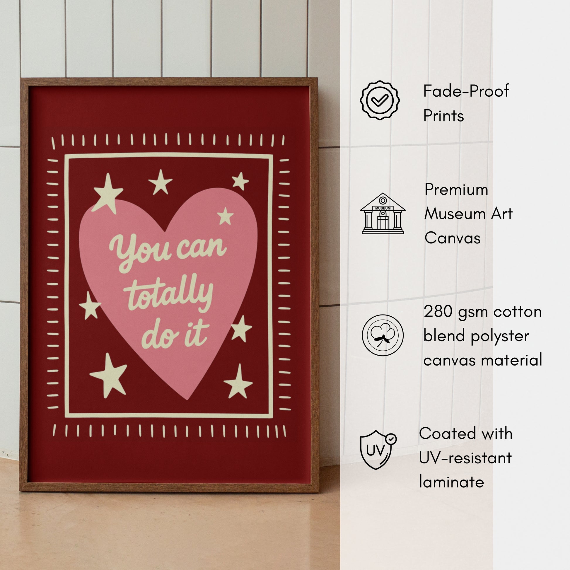 Motivational Pink Heart Canvas Wall art