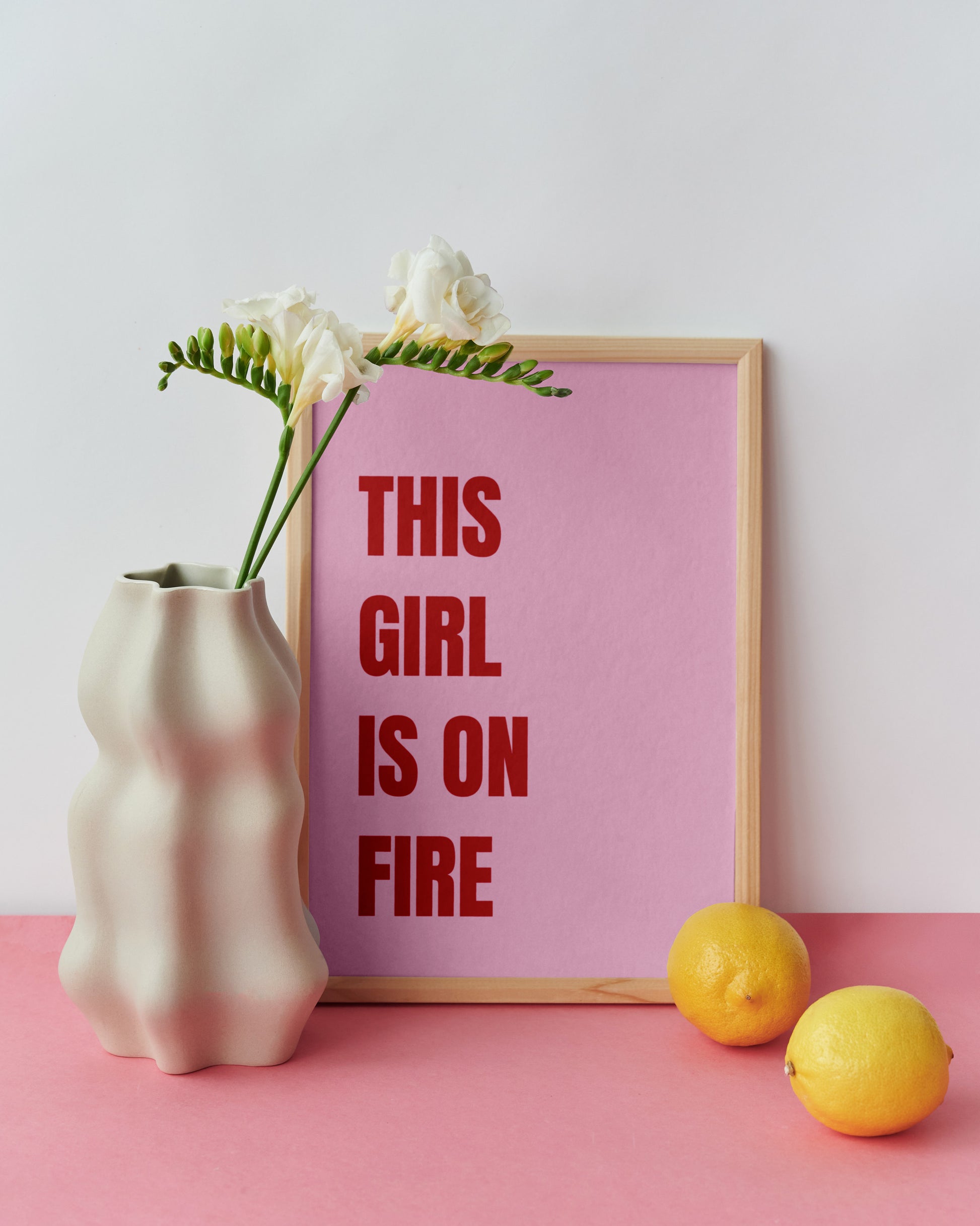 This Girl Is On Fire Pink Canvas Wall Art