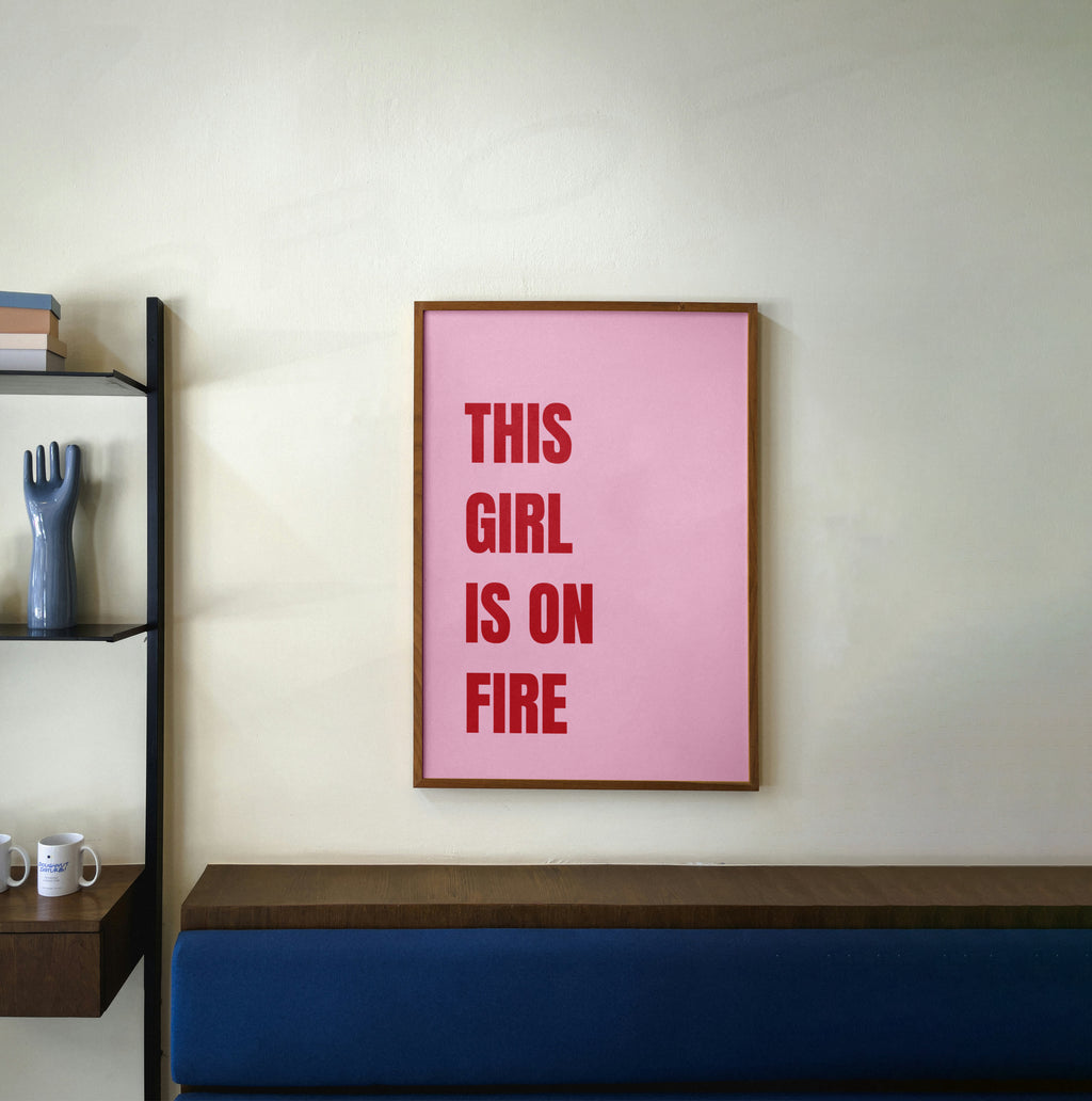 This Girl Is On Fire Pink Canvas Wall Art