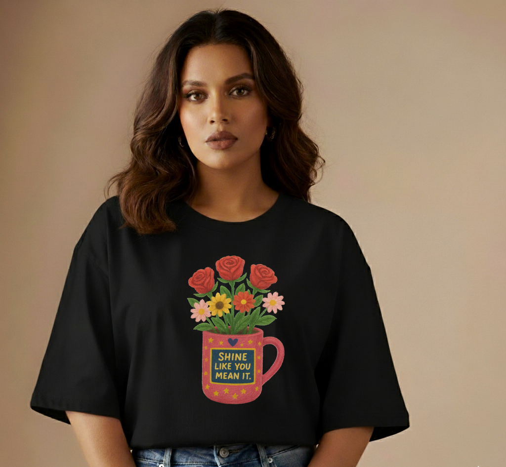 Shine Flower Pot Oversized T-Shirt