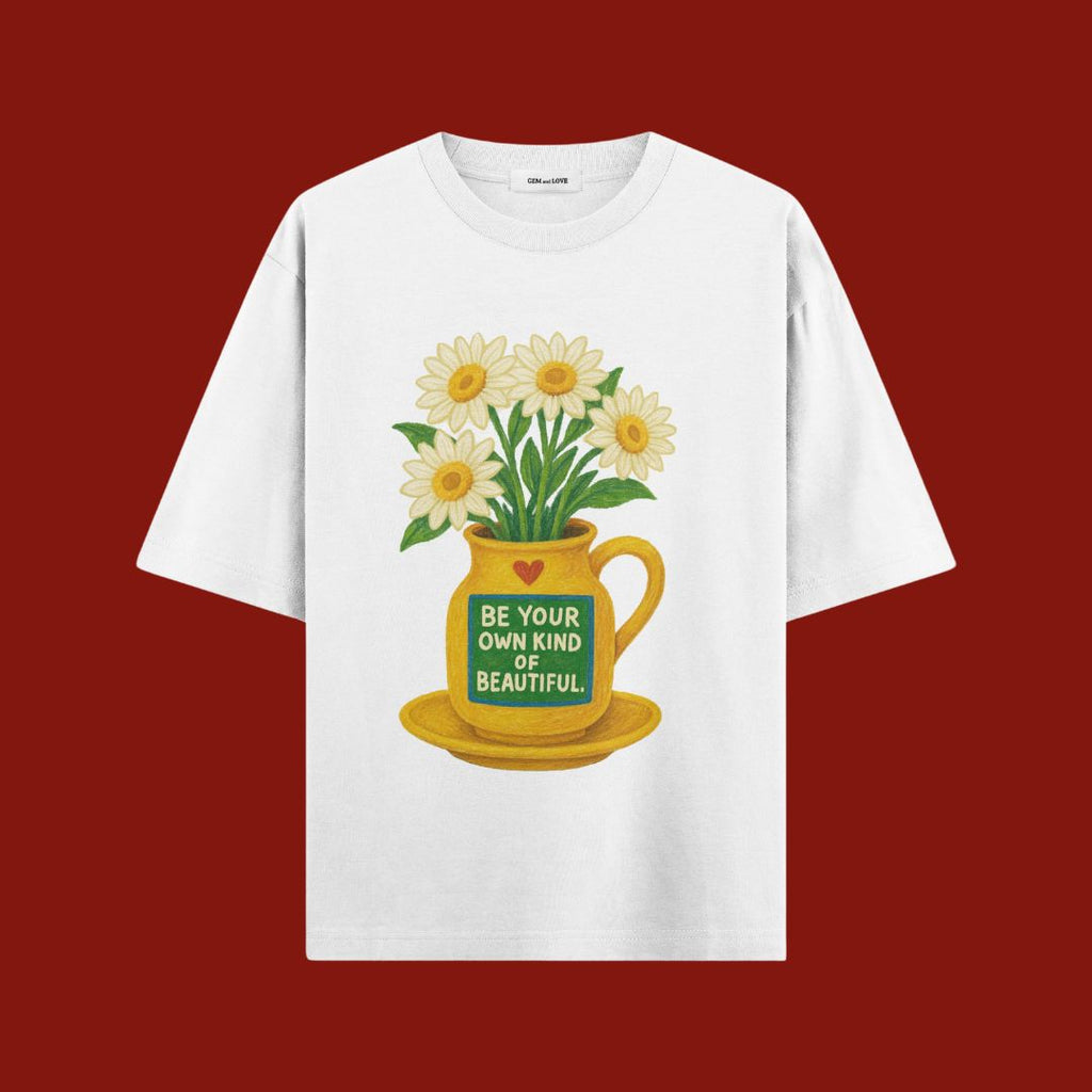 Sunflower Spirit  Flower Pot Oversized T-Shirt