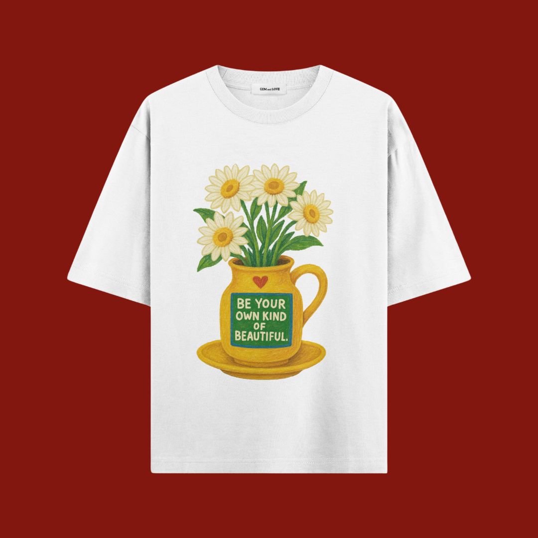 Sunflower Spirit  Flower Pot Oversized T-Shirt