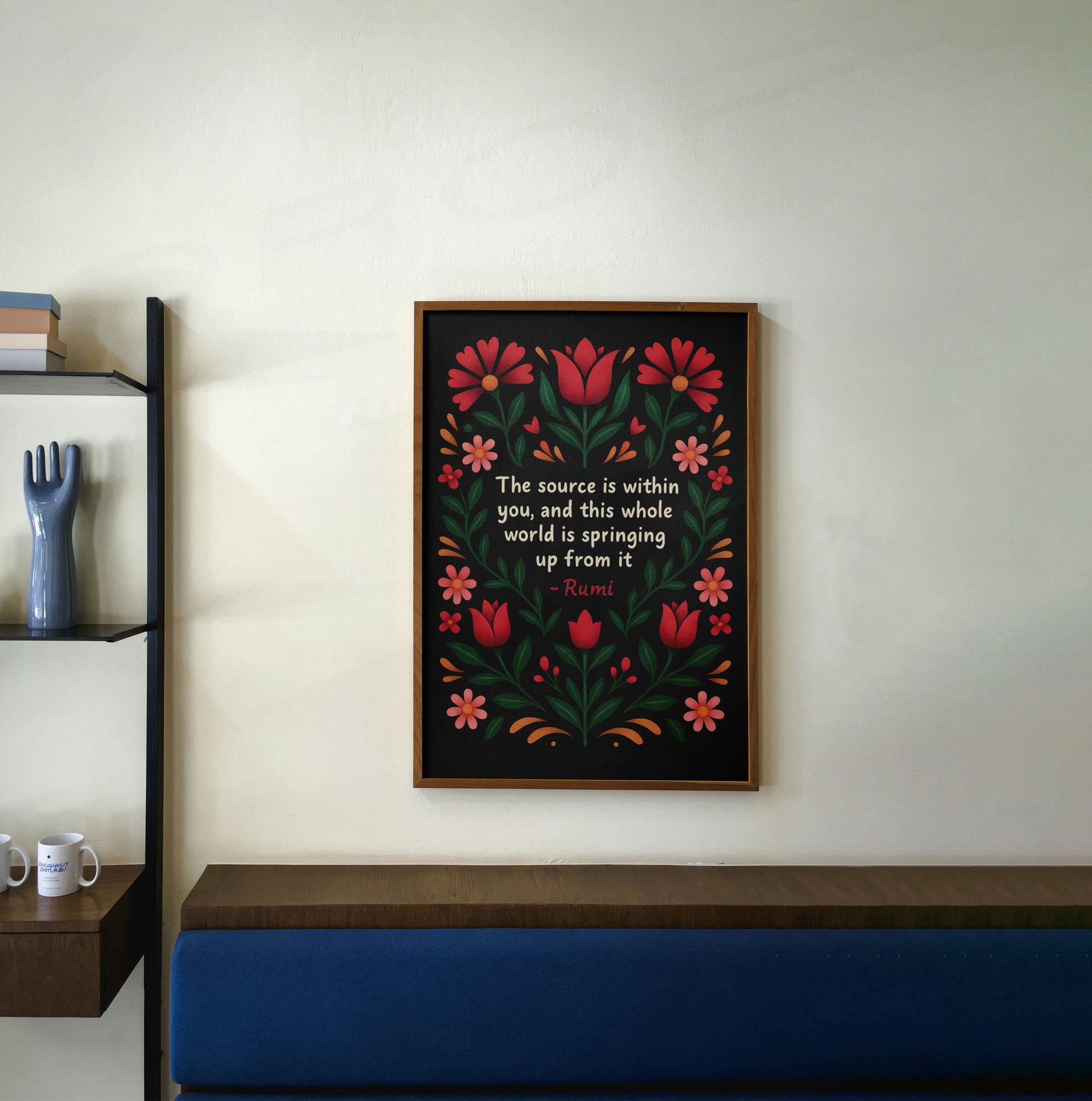 Rumi Quote Floral Canvas Wall Art