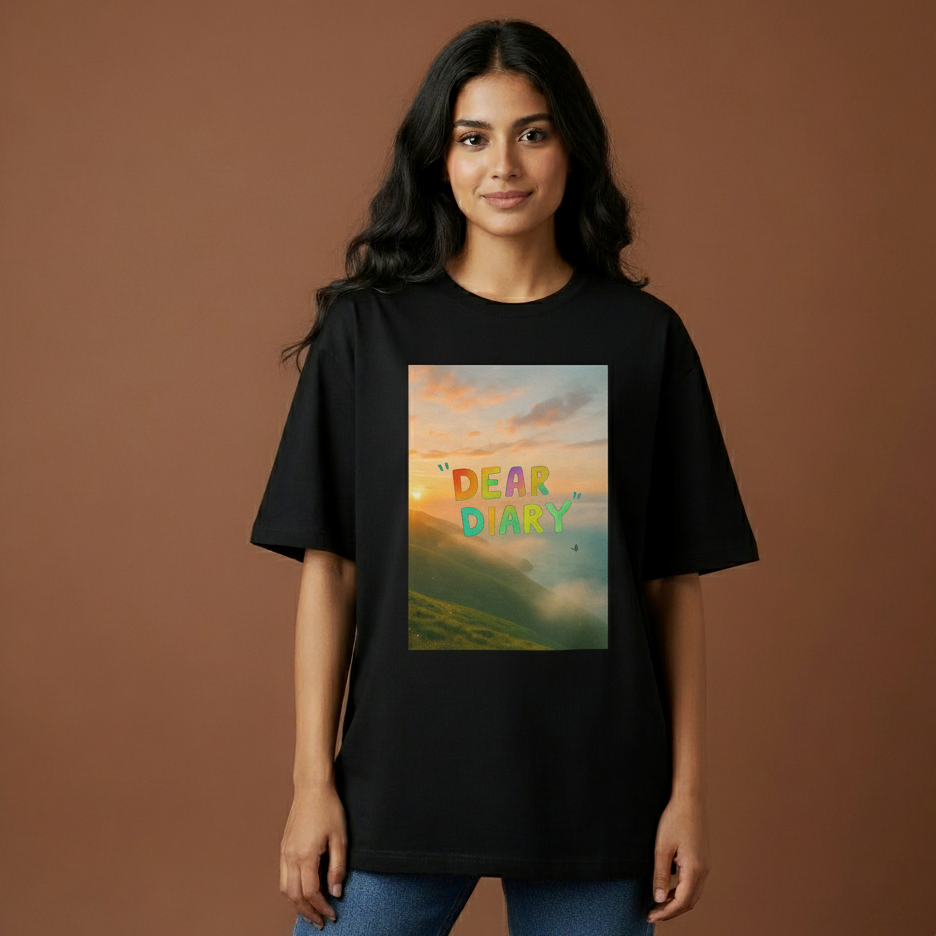 Dear Diary Sunset Graphic  – Oversized T-Shirt