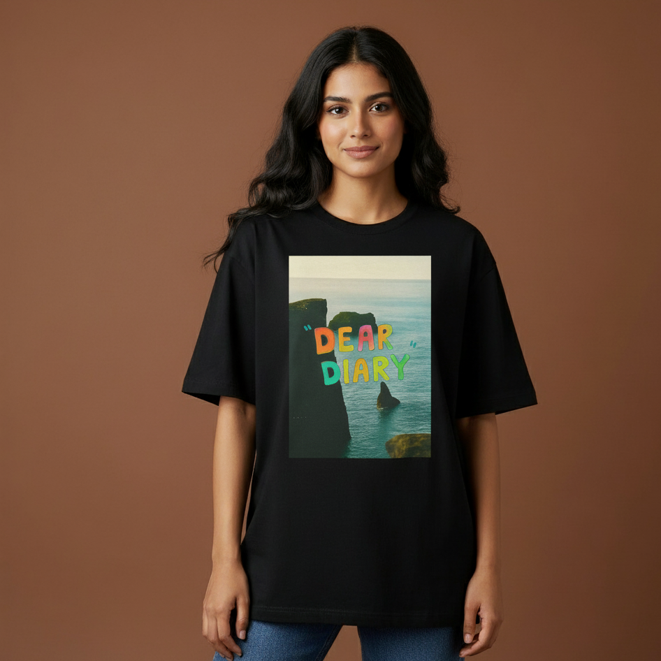 Dear Diary Coastal Graphic – Oversized T-Shirt