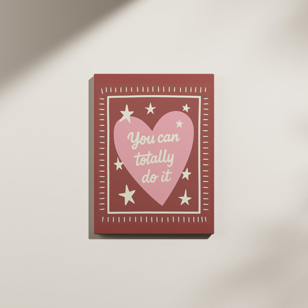 Motivational Pink Heart Canvas Wall art
