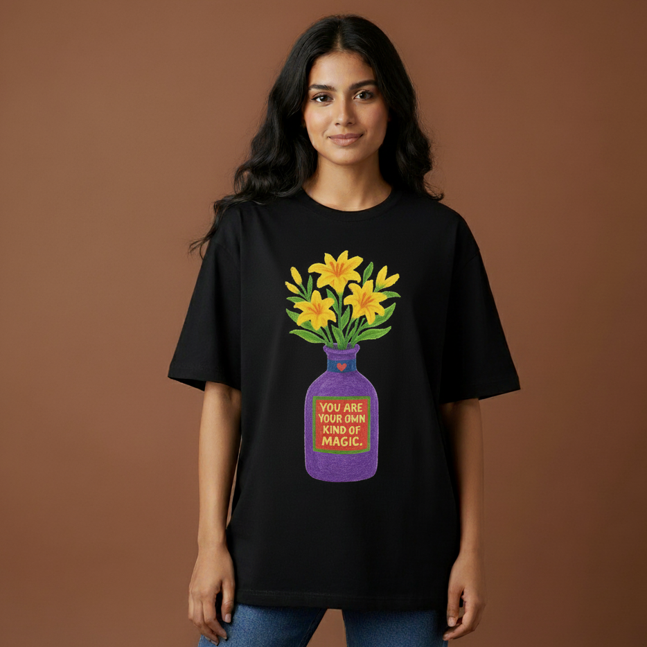 Lily Magic Flower Pot - Oversized T-Shirt
