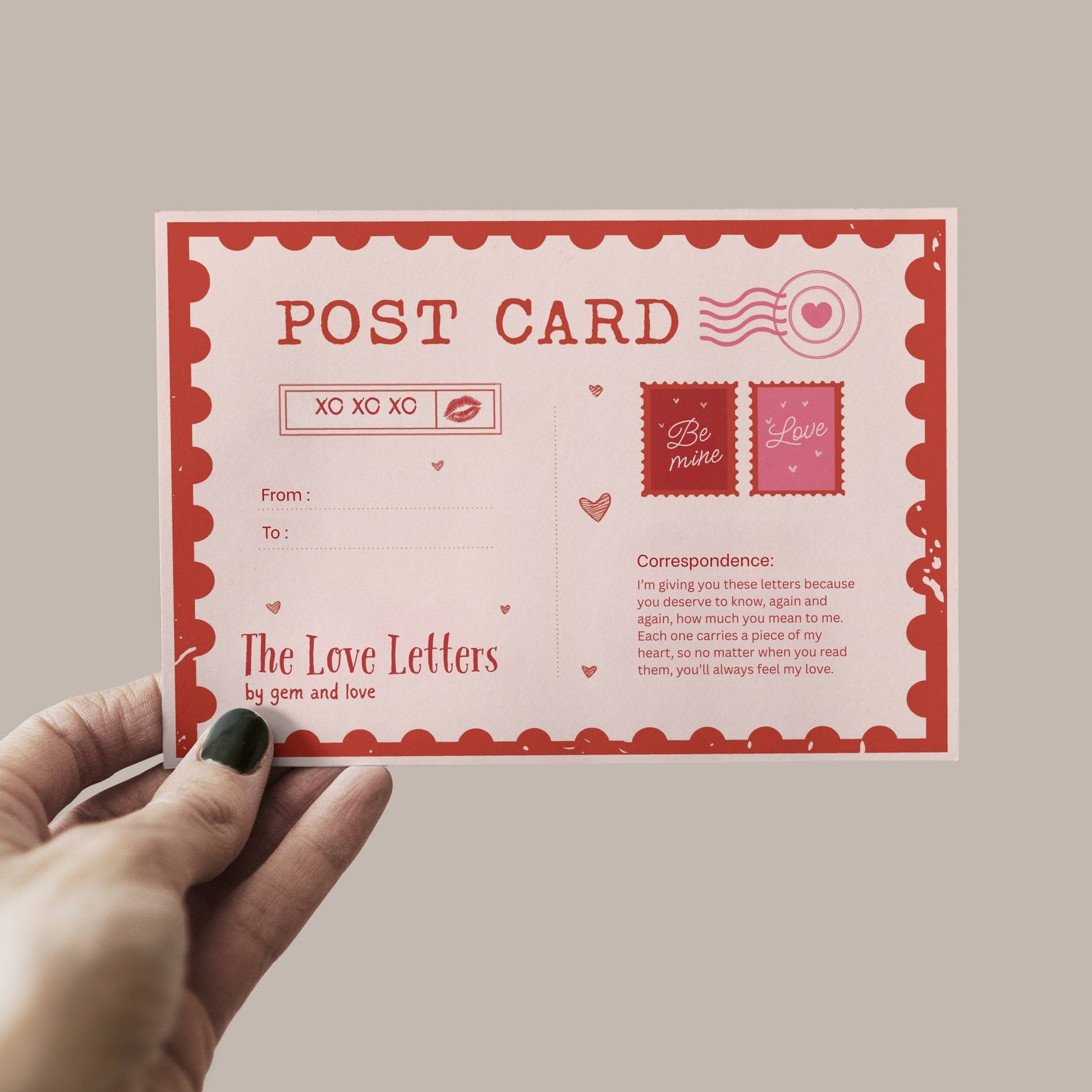5 in one pack - Love Letters Postcard Collection