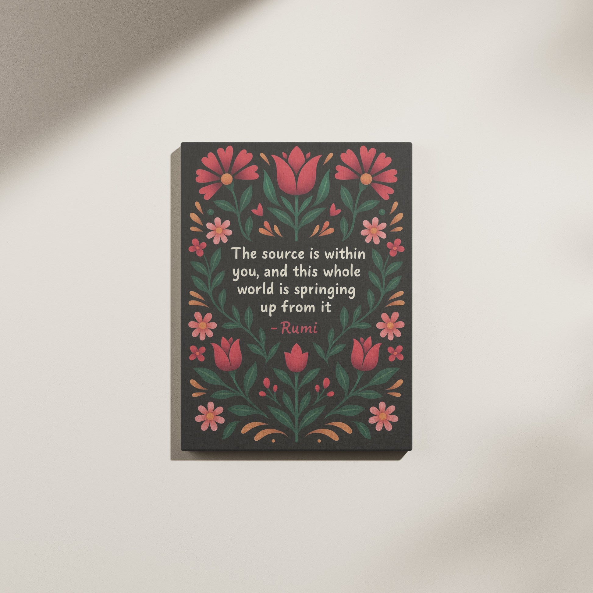 Rumi Quote Floral Canvas Wall Art