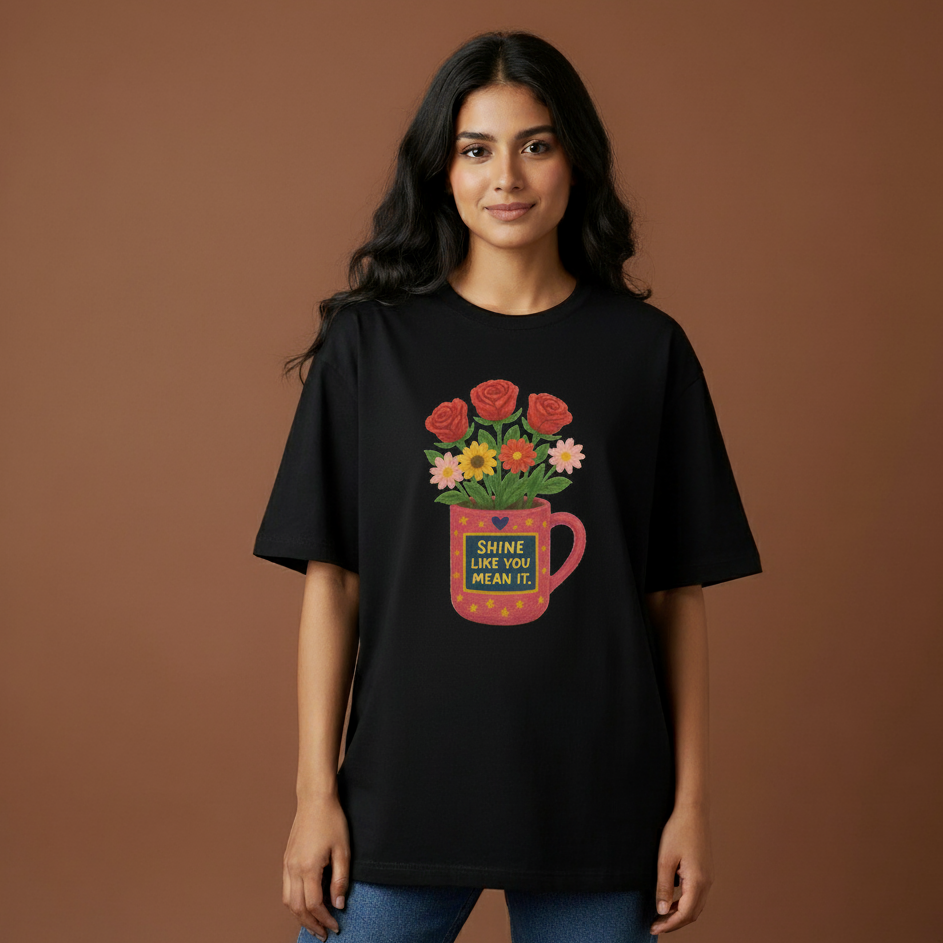 Shine Flower Pot - Oversized T-Shirt